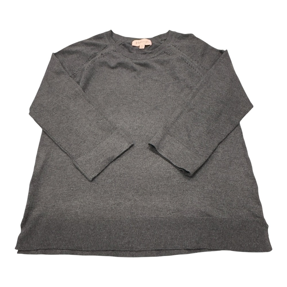 Philosophy Republic Clothing Women's Long Sleeve Heather/Black Sweater- Small